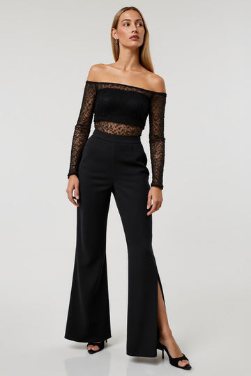 Off The Shoulder Black 2-piece Women Suits